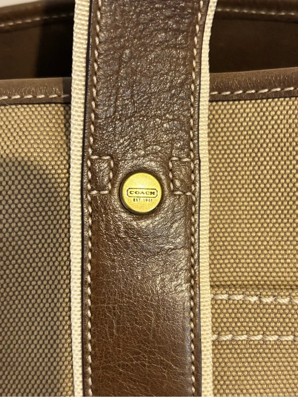 Coach RARE Leather Trim 2 Way Canvas Boat Tote/ Weekend Bag/ Work Tote